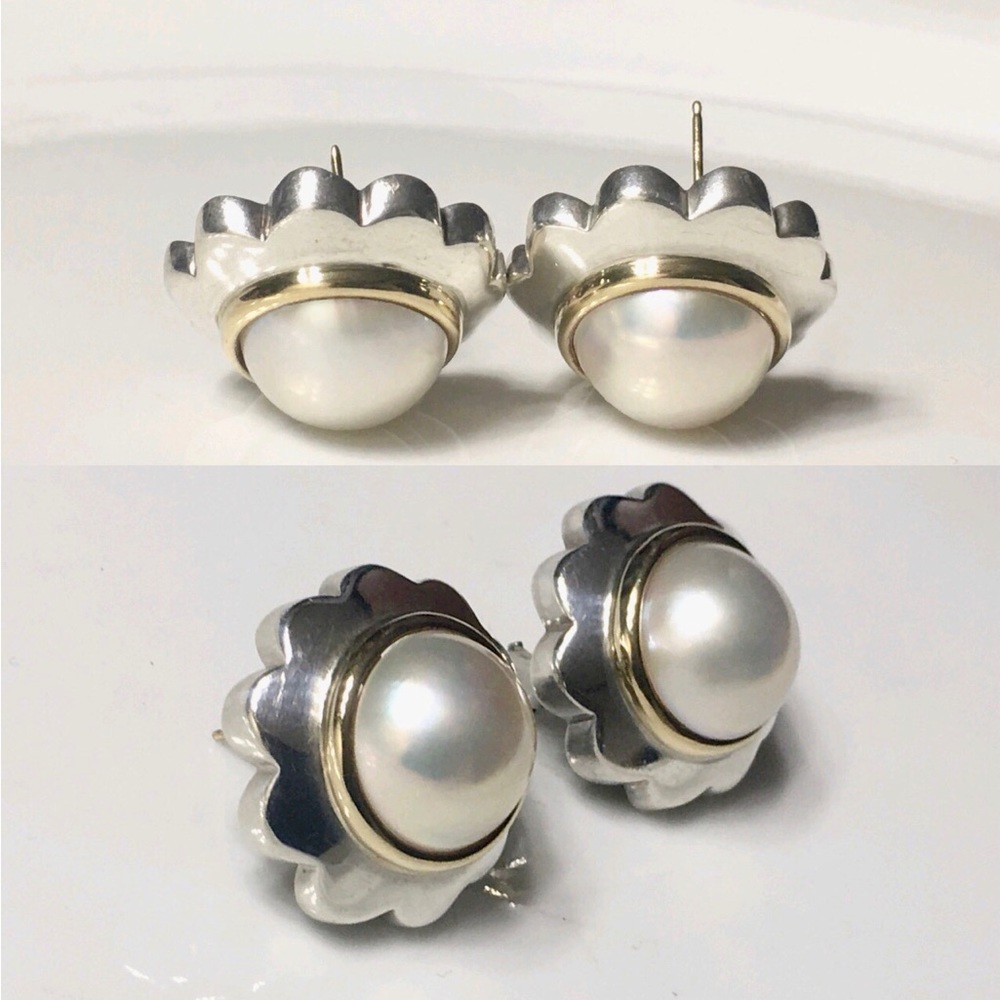Tiffany & Co. Sterling & 18k Mabe Pearl Earrings - Picture 3 of 9